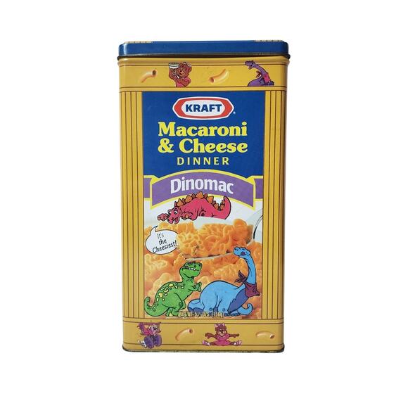 Vintage 1990's Kraft Macaroni and Cheese Tin Dinomac Cheesasaurus Rex Dinosaurs - Picture 1 of 8
